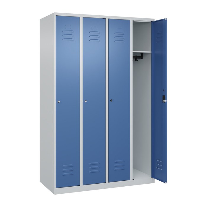 CP Spind Classic Plus lichtgrau, fernblau 080000-40 S10029, 4 Schließfächer 120,0 x 50,0 x 185,0 cm