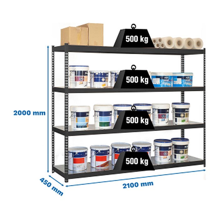 Simonrack Schwerlast-Weitspannregal SIMONFORTE 8425437101670 anthrazit 210,0 x 45,0 x 200,0 cm