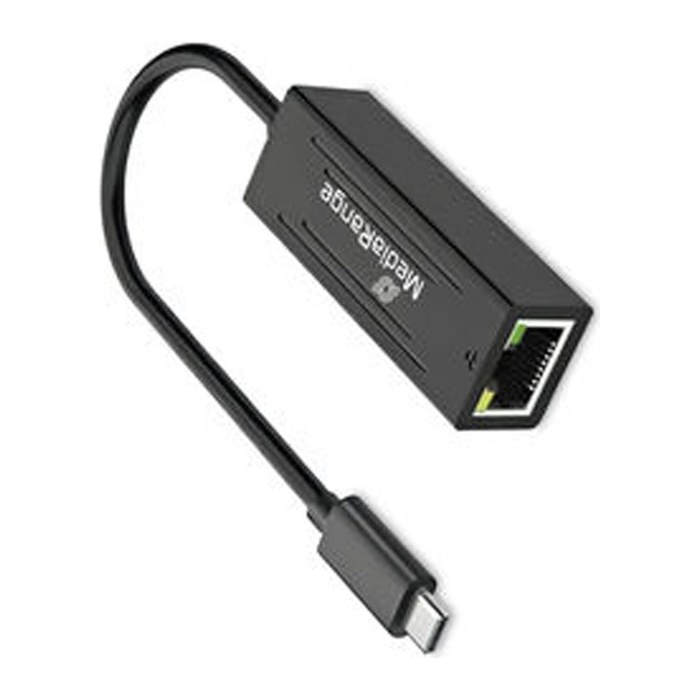 MediaRange USB-C Netzwerkadaper mit RJ45 Port,20cm, sw
