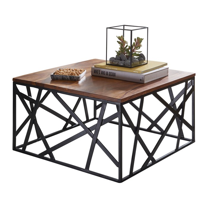 WOHNLING Couchtisch quadratisch Massivholz sheesham 60,0 x 60,0 x 35,0 cm, 1 St.