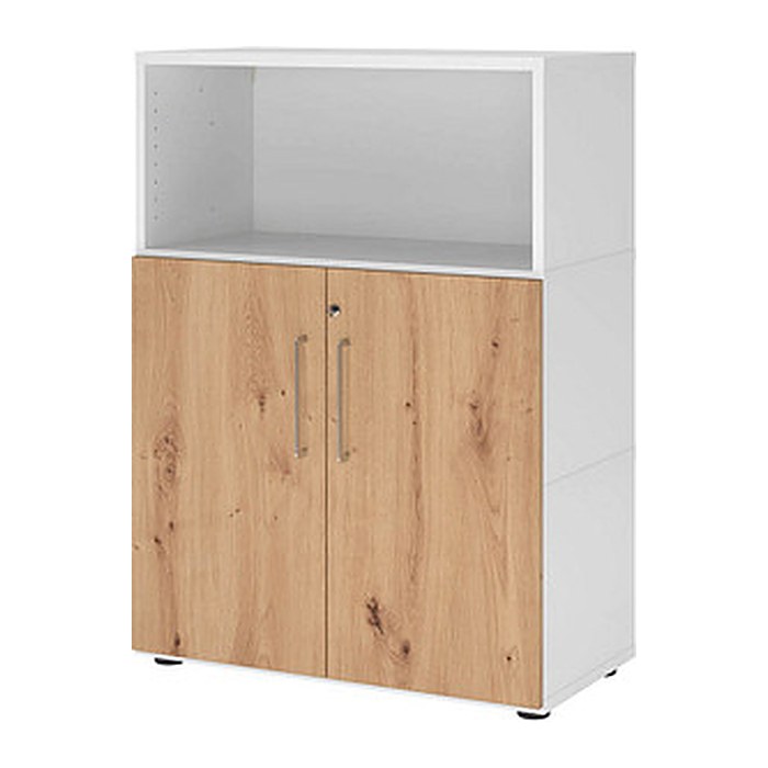 HAMMERBACHER Regalschrank FlexWall, VFW38T2KG/W/R/BS weiß, asteiche 80,0 x 40,0 x 109,8 cm, 1 St.
