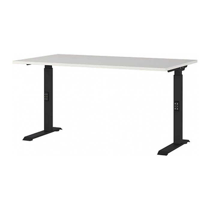 GERMANIA DOWNEY höhenverstellbarer Schreibtisch lichtgrau rechteckig, C-Fuß-Gestell schwarz 140,0 x 80,0 cm