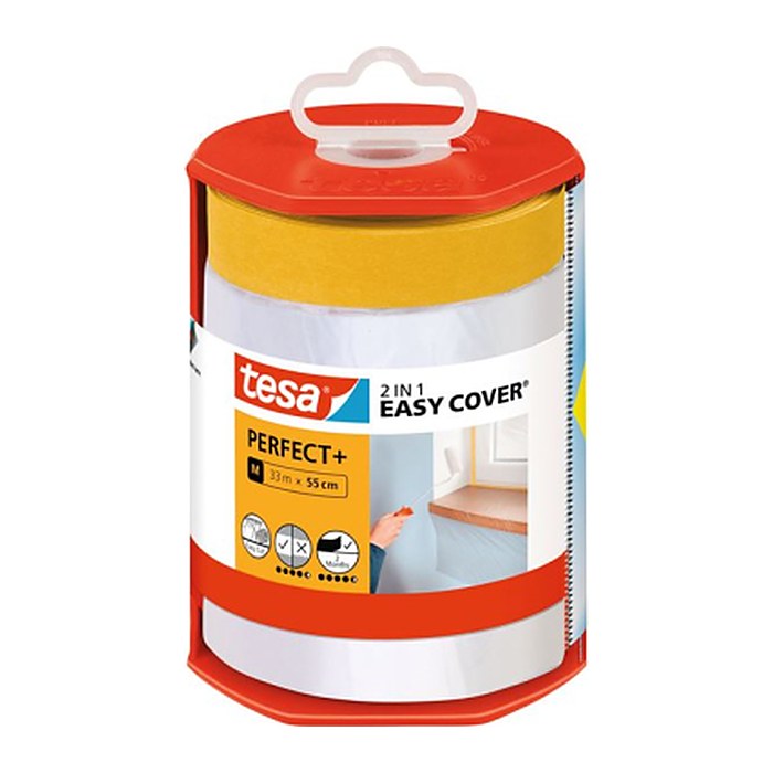 tesa EASY COVER® PERFECT+ M Abdeckfolie mit Abroller transparent 55,0 cm x 33,0 m 1 Rolle