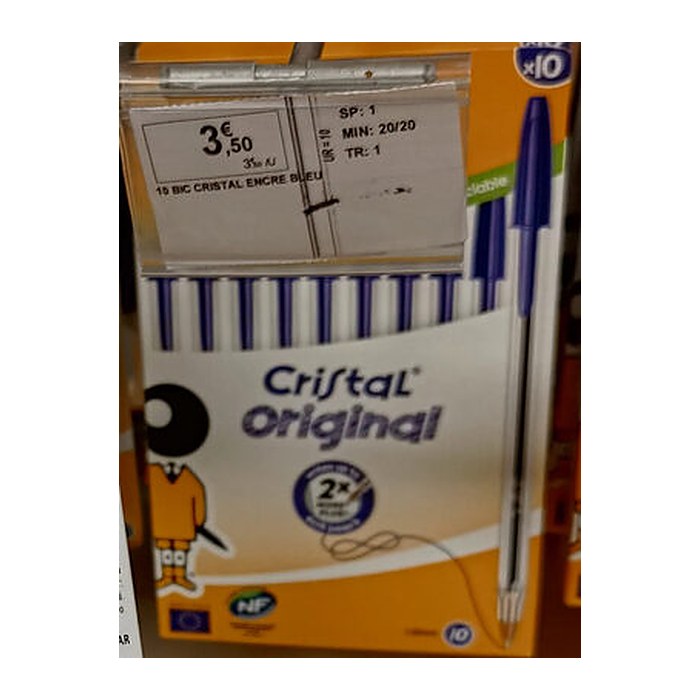 BIC Kugelschreiber Cristal Original transparent, Schreibfarbe: blau, 10 St.
