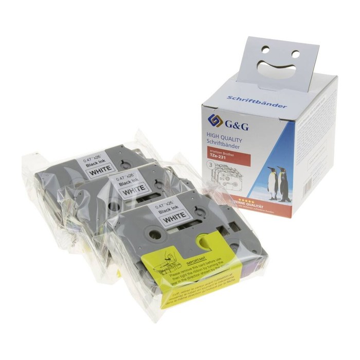G&G Schriftbänder ersetzen brother TZe-231 14978 14978 ersetzt brother TZe-231 , 12 mm, schwarz auf weiß, 3 St.