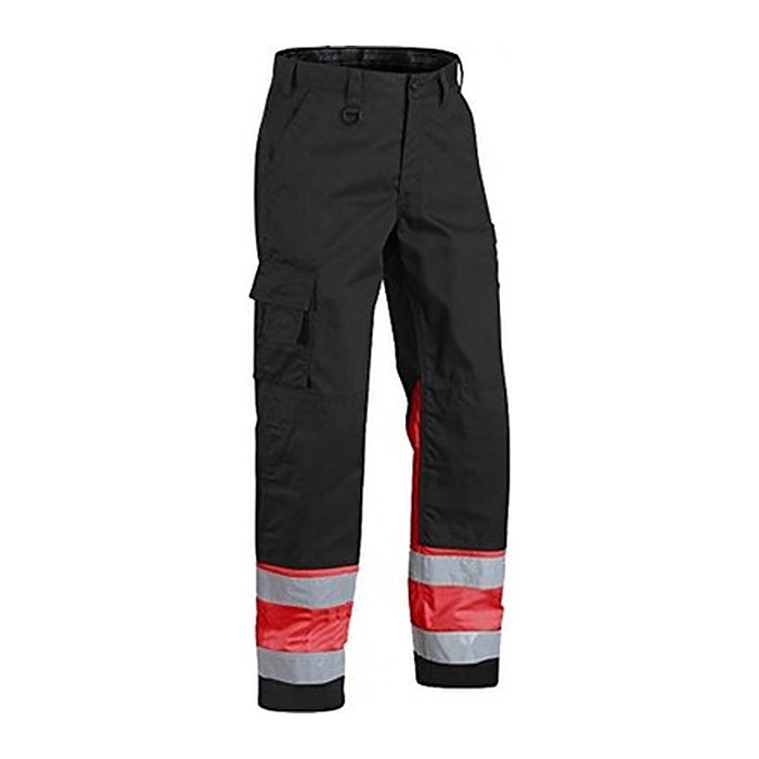 BLAKLÄDER® unisex Warnschutzhose 1564 schwarz, leuchtrot Größe 22