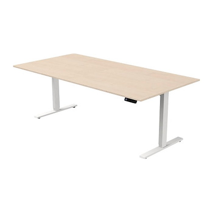 Kerkmann Move 3 elektrisch höhenverstellbarer Schreibtisch ahorn rechteckig, T-Fuß-Gestell weiß 200,0 x 100,0 cm
