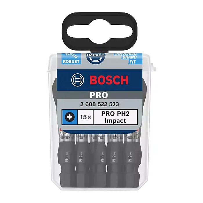 BOSCH Bits PRO Phillips Impact, PH2, 15 St.