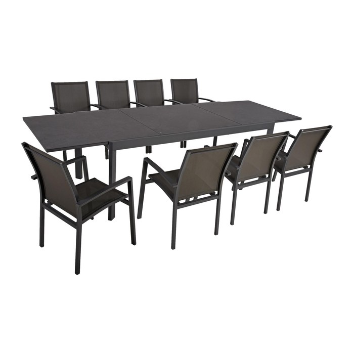 Garden Pleasure Sitzgruppe Nerea, grau Kunststoff, Metall, 9-teilig