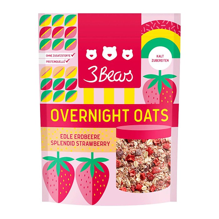 3Bears Overnight Oats - Edle Erdbeere 400,0 g, 1 St.