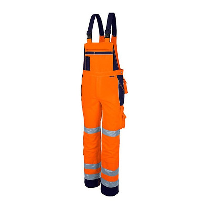 QUALITEX® unisex Warnschutz-Latzhose orange, marine Größe 25
