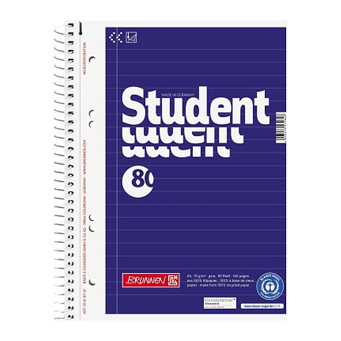 BRUNNEN Collegeblock Student Recycling liniert DIN A5 Innenrand, 1 St.