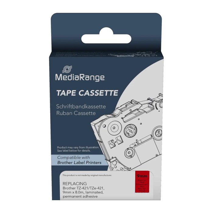 MediaRange Schriftbandka. Brother TZ-421/TZe-421 9mm, 8m rot
