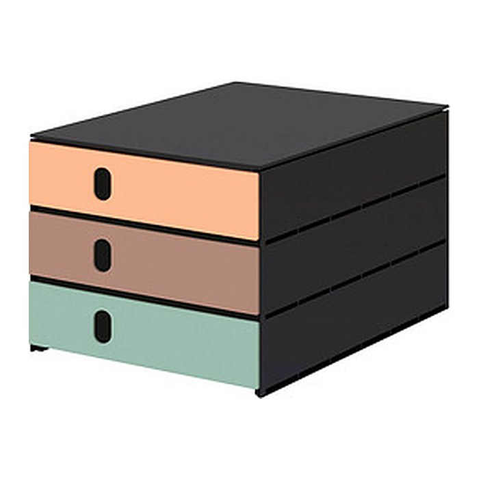 styro Schubladenbox styroval pro feelings Squirrel orange, braun, grün 14-8050.Sq, DIN A4 mit 3 Schubladen, 1 St.