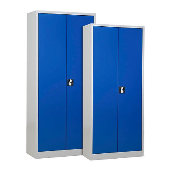 Gürkan Stahlschränke 111307 lichtgrau, enzianblau 4 Fachböden 92,0/80,0 x 42,0/38,0 x 195,0/180,0 cm, aufgebaut, 2 St.