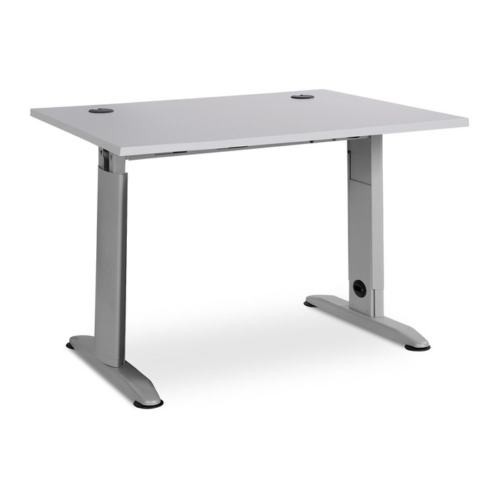 Schreibtisch – T-Fuß höhenverstellbar (1200 x 800 mm, Platte Grau)