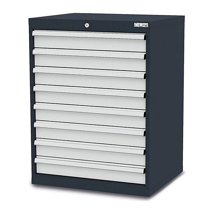 Simplaflex® Systemeinrichter C-Line Schubladenschrank anthrazit 8 Schubladen 70,0 x 57,5 x 92,0 cm, 1 St.
