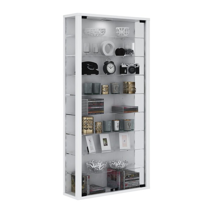 VCM my home Vitrosa Maxi Vitrine weiß 8 Fachböden mit Beleuchtung