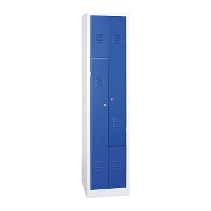 Gürkan Z-Spind lichtgrau, blau 106552, 2 Schließfächer 40,0 x 50,0 x 180,0 cm