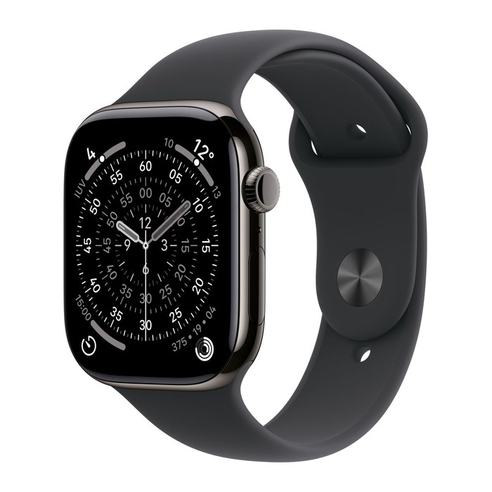 Apple Watch Series 11 42 mm Titan (GPS+Cellular) Sportarmband M/L schwarz, schiefer