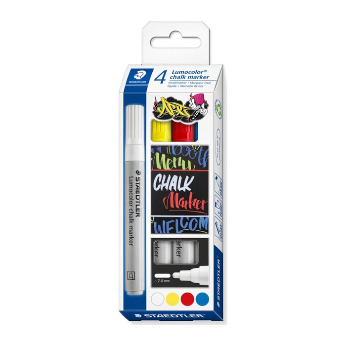 STAEDTLER Lumocolor chalk marker Kreidemarker farbsortiert 2,4 mm, 4 St.