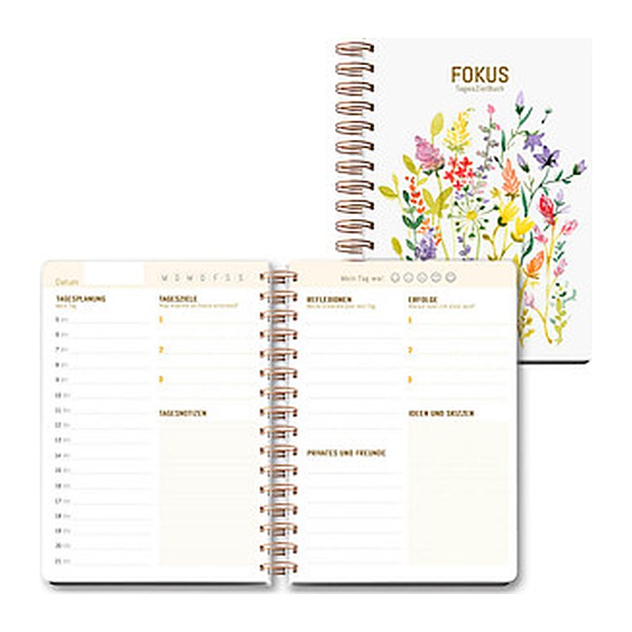 LUMA Notizbuch MyJourney Tageszielbuch Wildblumen DIN A5 blanko, mehrfarbig Hardcover 100 Seiten, 1 St.