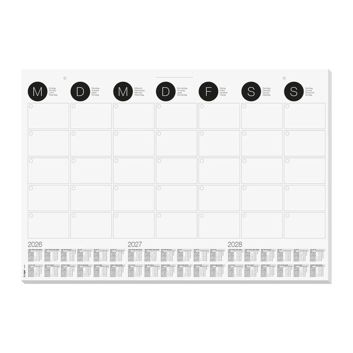 SIGEL Schreibtischunterlage MONATSPLANER 2026/2027/2028 schwarz/weiß Papier 59,5 x 41,0 cm, 12 Blatt