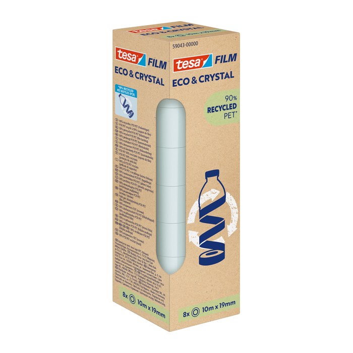 tesa CRYSTAL RECYCLED Klebefilm transparent 19,0 mm x 10,0 m 8 Rollen