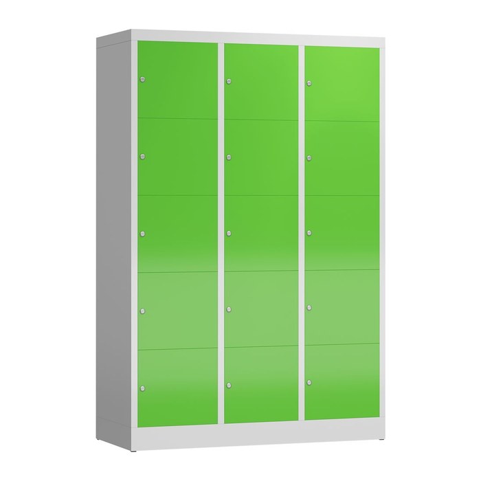 ClassiX Schließfachschrank gelbgrün, lichtgrau X-523535, 15 Schließfächer 118,5 x 50,0 x 180,0 cm
