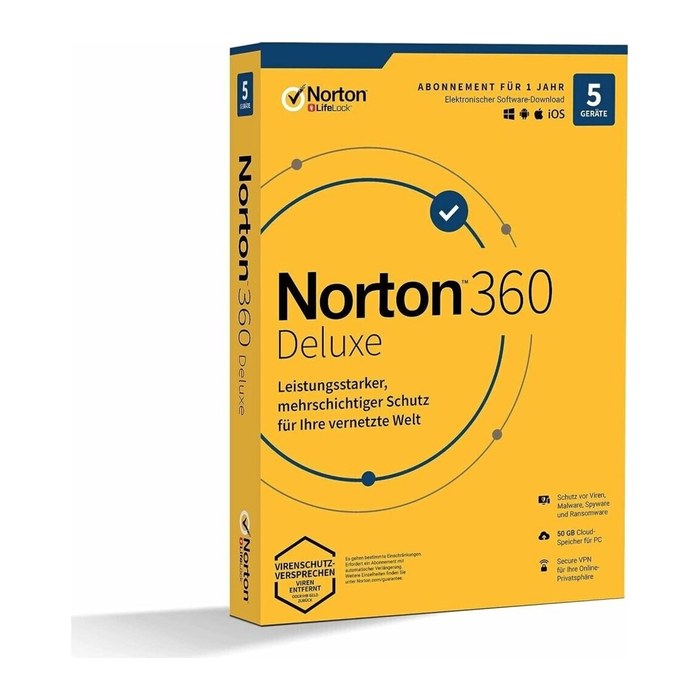 Norton 360 Deluxe Sicherheitssoftware Vollversion (PKC)