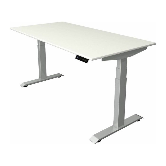 Kerkmann Move 4 elektrisch höhenverstellbarer Schreibtisch weiß rechteckig, T-Fuß-Gestell silber 160,0 x 80,0 cm