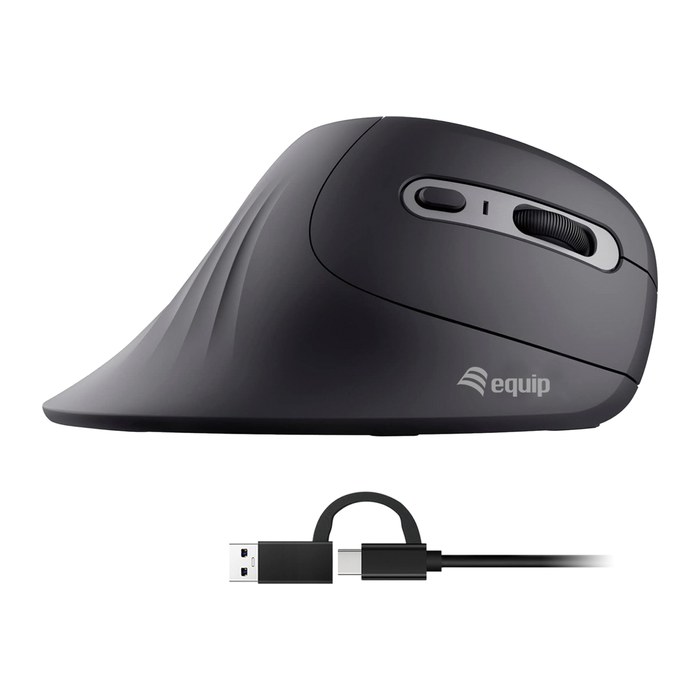Equip Ergonomische Maus USB-A/-C Stker 1.80m Rechts schwarz
