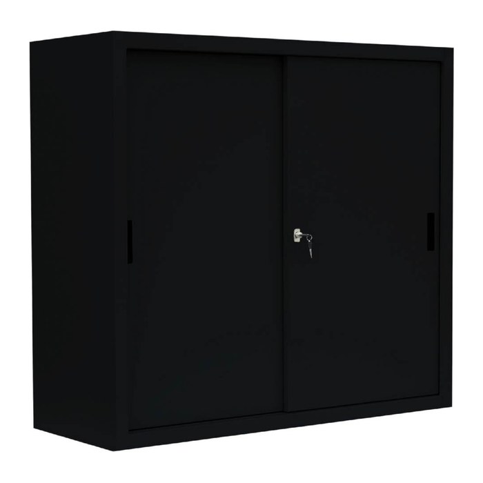 LÜLLMANN Schiebetürenschrank, 550149 tiefschwarz 2 Fachböden 120,0 x 45,0 x 109,0 cm