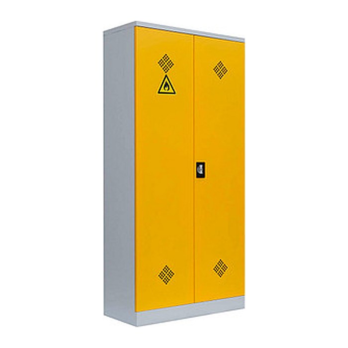 LÜLLMANN Umweltschrank 566256 rapsgelb, lichtgrau 4 Fachböden 91,6 x 42,2 x 195,0 cm, aufgebaut, 1 St.