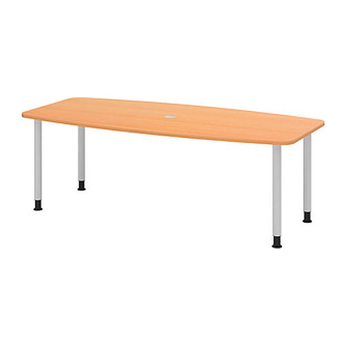 HAMMERBACHER Konferenztisch KT22C buche Tonnenform, Rundrohr silber, 220,0 x 83,0 - 103,0 x 72,0 - 74,0 cm