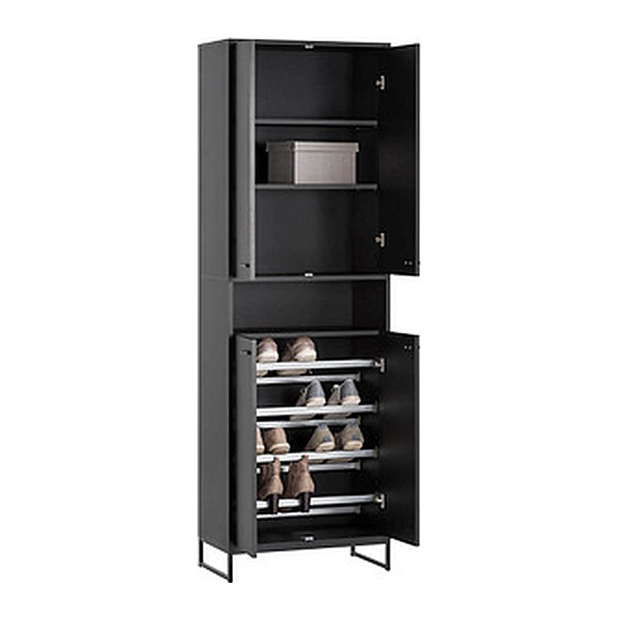 MÖBELPARTNER Schuhschrank Janne, 701784 schwarz 2 Fachböden 60,2 x 33,1 x 185,5 cm