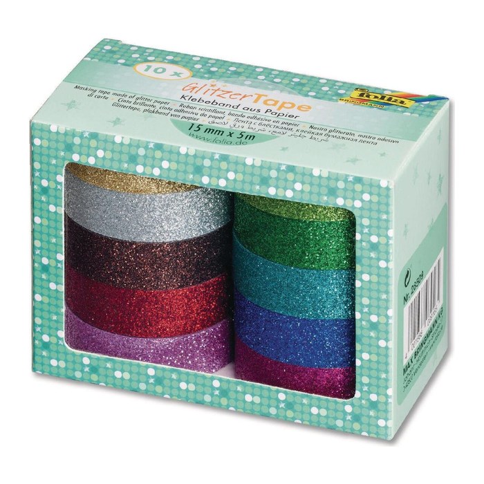 folia Glitter Tape Deko-Klebeband glänzend 15,0 mm x 5,0 m 10 Rollen