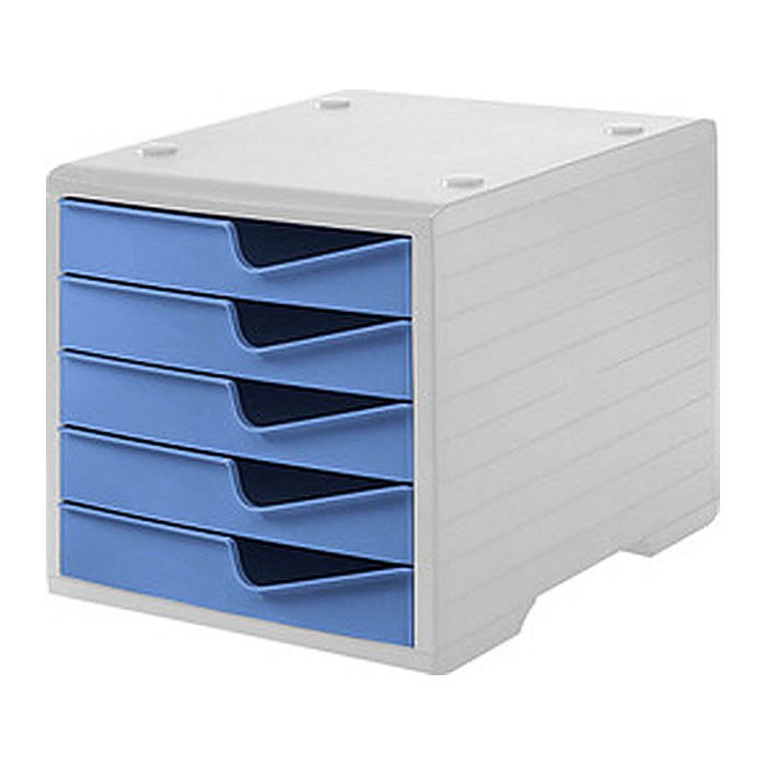 styro Schubladenbox styroswingbox  cornflower 275-8430.6281, DIN A4 mit 5 Schubladen, 1 St.