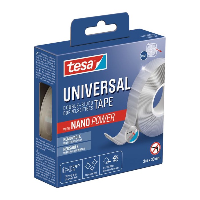 tesa Nano Power Universal doppelseitiges Klebeband 30,0 mm x 3,0 m, 1 St.