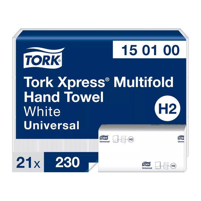 TORK Papierhandtücher 150100 Xpress® H2 Universal Interfold-Falzung 1-lagig weiß, 4.830 Tücher
