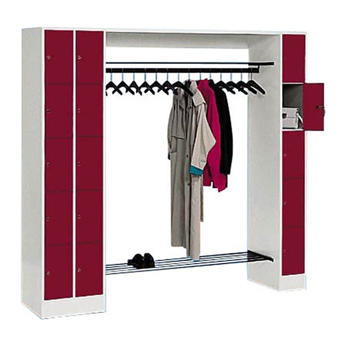 CP Garderobe mit Schließfächern Serie 8070 lichtgrau, rubinrot 80730-00 S10004, 15 Schließfächer 210,0 x 48,0 x 195,0 cm