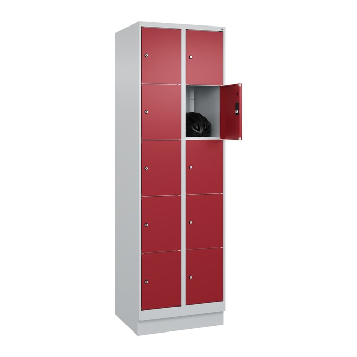 CP Schließfachschrank Classic PLUS lichtgrau, rubinrot 080020-205 S10001, 10 Schließfächer 60,0 x 50,0 x 195,0 cm