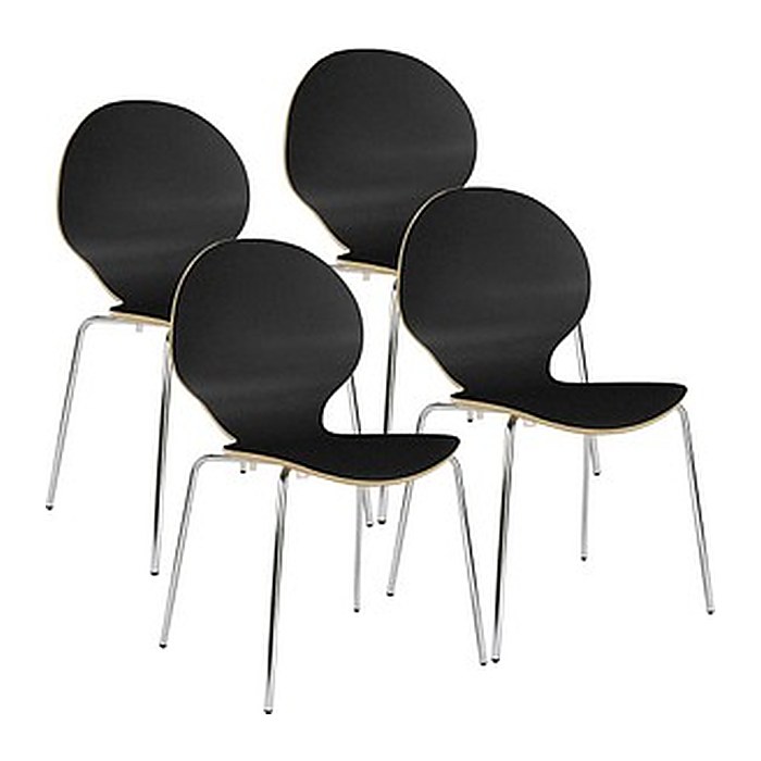 Nowy Styl Schalenstühle Cafe VI schwarz Holz, 4 St.