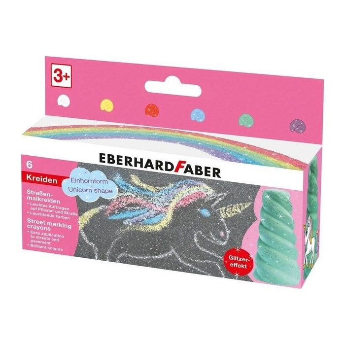 EBERHARD FABER Einhorn Straßenmalkreide Glitzer farbsortiert 6 St.