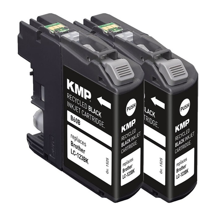 KMP B60D schwarz Druckerpatronen kompatibel zu brother LC-123BK, 2er-Set
