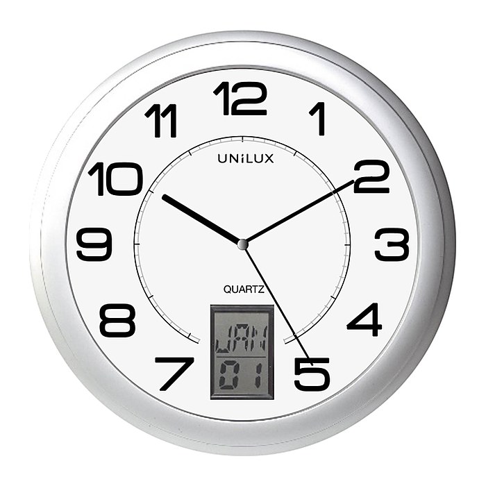 unilux Wanduhr Instinct weiß grau Kunststoff, Ø 30,5 cm