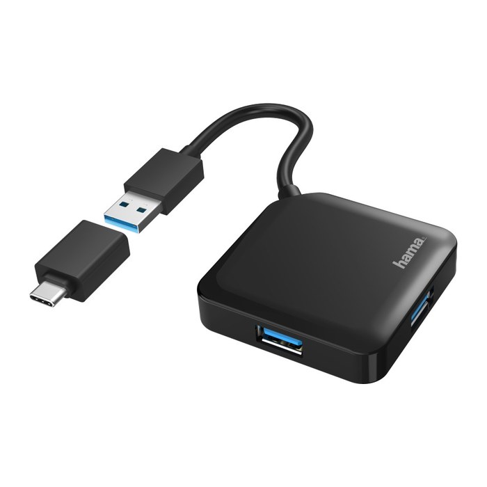 hama USB-Hub 4-fach schwarz