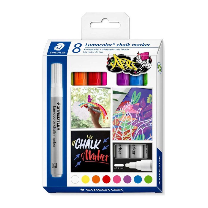 STAEDTLER Lumocolor chalk marker Kreidemarker farbsortiert 2,4 mm, 8 St.