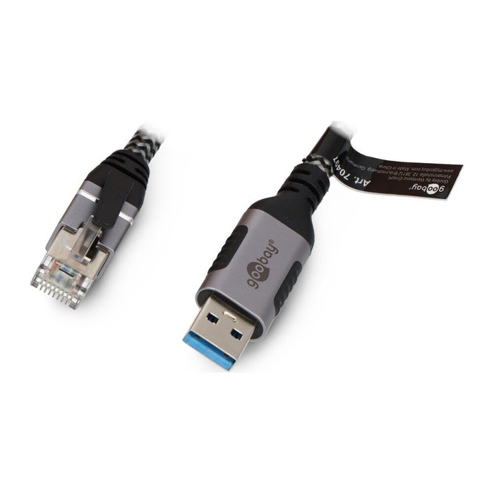 goobay USB A 3.0/RJ45 Kabel 1,5 m grau, schwarz, 1 St.