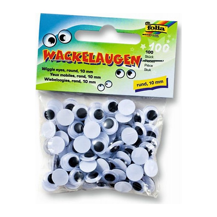 folia Wackelaugen weiß 10,0 mm Ø 10,0 mm, 100 St.